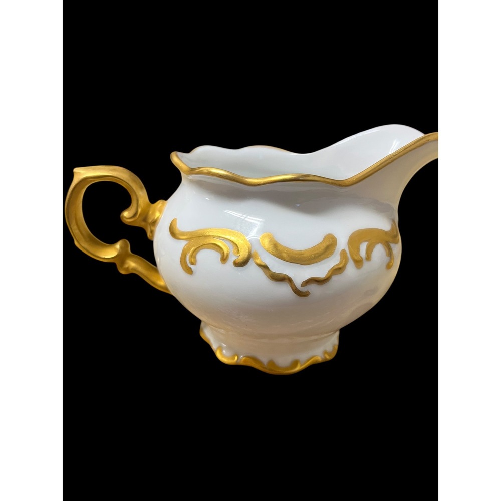Schumann Arzberg White Elegance Creamer and Sugar Bowl Set Gold Gilt Bavaria - Picture 9 of 11